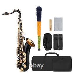 B-Flat Tenor Saxophone Bb Black Lacquer Sax with Carry Case Mouthpiece Reed U9Y4