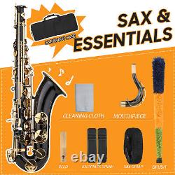 B-Flat Tenor Saxophone Bb Black Lacquer Sax with Carry Case Mouthpiece Reed Y4W9