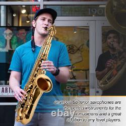 Bb Tenor Saxophone Brass Gold Lacquered 802 Key Student School Band Sax Kit D7C9