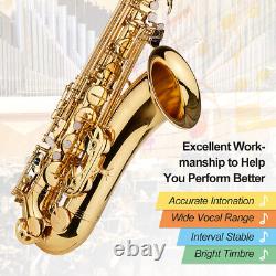 Bb Tenor Saxophone Brass Gold Lacquered 802 Key Student School Band Sax Kit H9C0