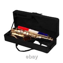 Bb Tenor Saxophone Brass Gold Lacquered Sax Woodwind Instrument +Carry Case S1G7