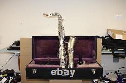Beautiful Redone Vintage Buescher Elkhart Silver Plated Tenor Sax With ORIG Case