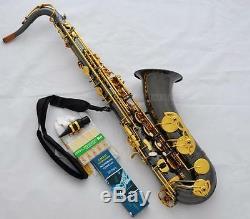 Black Nickel Gold Professional Tenor Saxophone High F# Sax With Case 10X Reeds