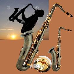 Brass body Black Nickel Curved Tenor Bb key Saxophone SAX Brass body case #0134