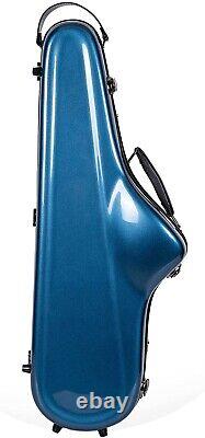 Crossrock Protect Tenor Saxophone Flight Case, Blue Fiberglass Shaped Hardshell