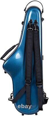 Crossrock Protect Tenor Saxophone Flight Case, Blue Fiberglass Shaped Hardshell