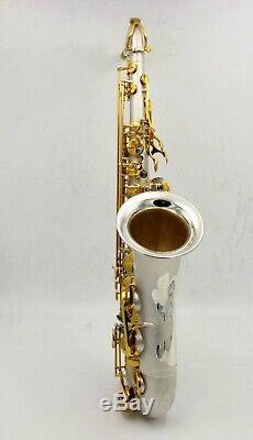 Eastern Music Pro satin silver plated tenor saxophone with gold keys and case