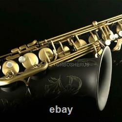 Expert Matt Black Tenor Saxophone Brushed Brass Keys Bb Sax With Case