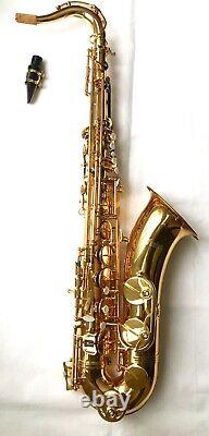 Funion Bb Tenor Saxophone Kit Brass Body Gold Lacquer B Flat Saxophone Case New