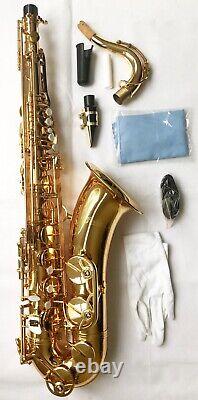 Funion Bb Tenor Saxophone Kit Brass Body Gold Lacquer B Flat Saxophone Case New