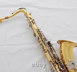Gold Tenor Saxophone Bb Double color sax High F# +Metal mouth free shipping
