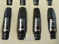 LOT OF 4 H Couf Artist Vintage Saxophone Mouthpieces + Display Case Alto, Tenor