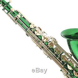 Mendini Bb Tenor Saxophone Sax Green Lacquered +Tuner+Case+Carekit MTS-GL