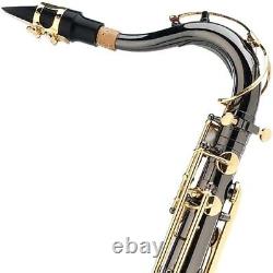 Mendini Tenor Saxophone, L+92D B Flat, Case, Tuner, Black with Gold Keys