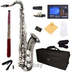 Mendini Tenor Saxophone, L+92D B Flat, Case, Tuner & Mouthpiece Black withNickel