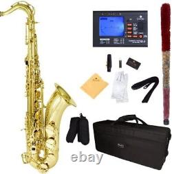 Mendini by Cecilio L+92D Tenor Saxophone, B Flat, Case, Tuner, Mouthpiece, Gold