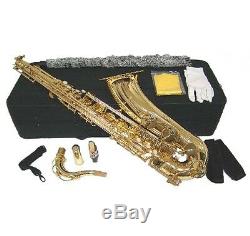 NEW B Flat Gold Brass Tenor Saxophone, Case Beginner Student Orchestra