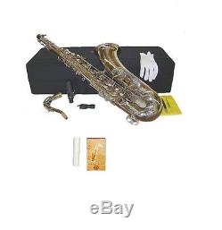 NEW B Flat Silver Nickel Tenor Saxophone, Case Student to Intermediate