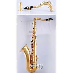 New Professional Clear Lacquer Tenor Saxophone Bb Saxofon Black Button With Case