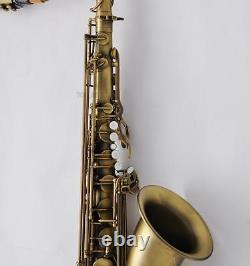 PRO. Antique Bronze Tenor Saxophone High F# Bb Sax +Jazz Metal Mouth 10Pc Reeds