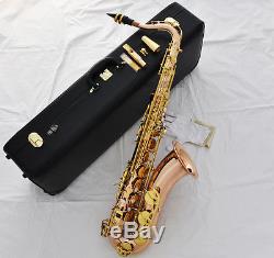 Pro. Rose Brass new Bb Tenor saxophone High F# Sax Free Metal Mouth Leather Case