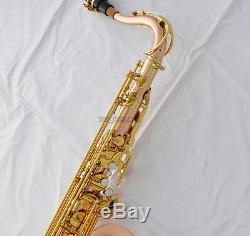 Pro. Rose Brass new Bb Tenor saxophone High F# Sax Free Metal Mouth Leather Case