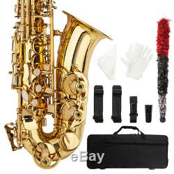 Professional Alto Drop E Tenor Saxophone Gold Sax Abalone Key+Case, Gloves, Brush