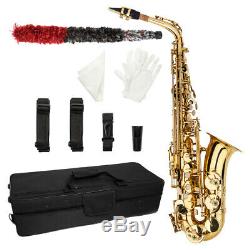 Professional Alto Drop E Tenor Saxophone Gold Sax Abalone Key+Case, Gloves, Brush