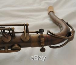 Professional Antique Bb Tenor Saxophone High F# with mouthpiece reed straps case