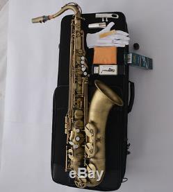 Professional Antique bronze Tenor Saxophone Pearl Key Bb High F# Sax Metal Mouth