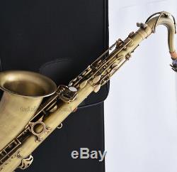 Professional Antique bronze Tenor Saxophone Pearl Key Bb High F# Sax Metal Mouth