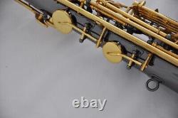 Professional Bb Black Nickel Gold Tenor Brass Saxophone high F# +Metal mouthpiec