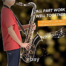 Professional Bb Tenor Saxophone Brass Black Lacquer B-flat Sax + Carry Case G3P1