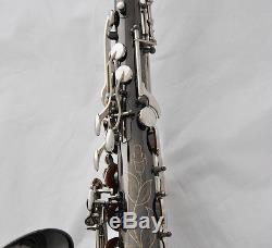Professional Black Nickel Silver Tenor Saxophone High F# Engraving Sax With Case