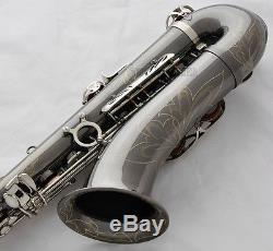 Professional Black Nickel Silver Tenor Saxophone High F# Engraving Sax With Case