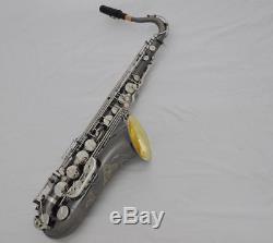 Professional Black Nickel Tenor Saxophone Bb sax gold bell with new case