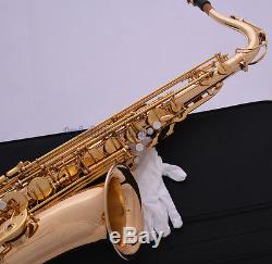 Professional Gold Bb Tenor Saxophone High F# Sax Low B and C Hand Engraving bell