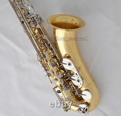 Professional Gold Silver Bb Tenor Saxophone High F# Double color Sax Metal Mouth