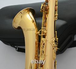 Professional Gold brass Body Tenor Saxophone 62 Model Bb Sax High F# Hard Case
