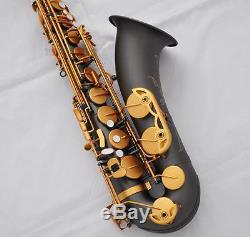 Professional Matt Black nickel Tenor Saxophone Bb Sax Engraving Bell With Case