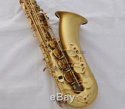 Professional Matt Gold Lacquer Tenor Saxophone Sax ABALONE Key High F# New Case