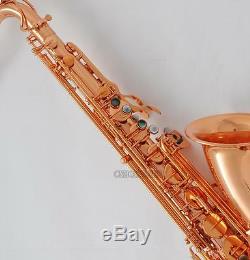 Professional Rolled Note Hole Tenor Bb Saxophone Rose Gold Plating Sax + Case