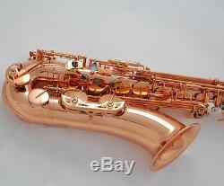 Professional Rolled Note Hole Tenor Bb Saxophone Rose Gold Plating Sax + Case