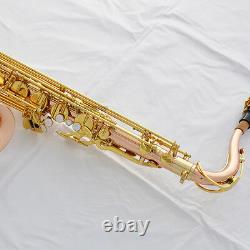 Professional Rose Brass new Tenor Saxophone Sax High F# Metal Mouth Leather Case