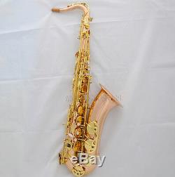 Professional Rose brass Tenor Saxophone Sax Bb key High F# with case JAZZ mouth