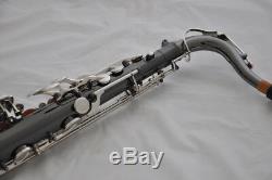 Professional SAX black silver Nickel tenor Saxophone Low B to high F# with Case