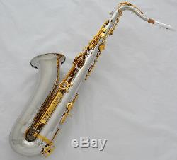 Professional Silver Gold Tenor Saxophone High F# SAX +Metal Mouthpiece With Case
