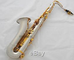 Professional Silver Gold Tenor Saxophone Sax Bb Key High F# Italy pads With Case