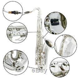 Professional Silver LADE Brass Bb Tenor Saxophone Sax with Accessories Case Gift
