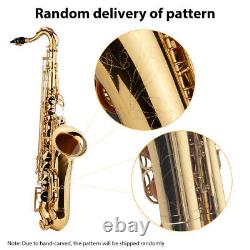 Professional Tenor Saxophone Brass Gold Lacquered Bb Sax With Carry Case Kit B0P1